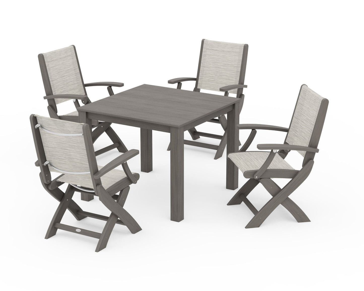 Coastal Folding Chair 5-Piece Parsons Dining Set
