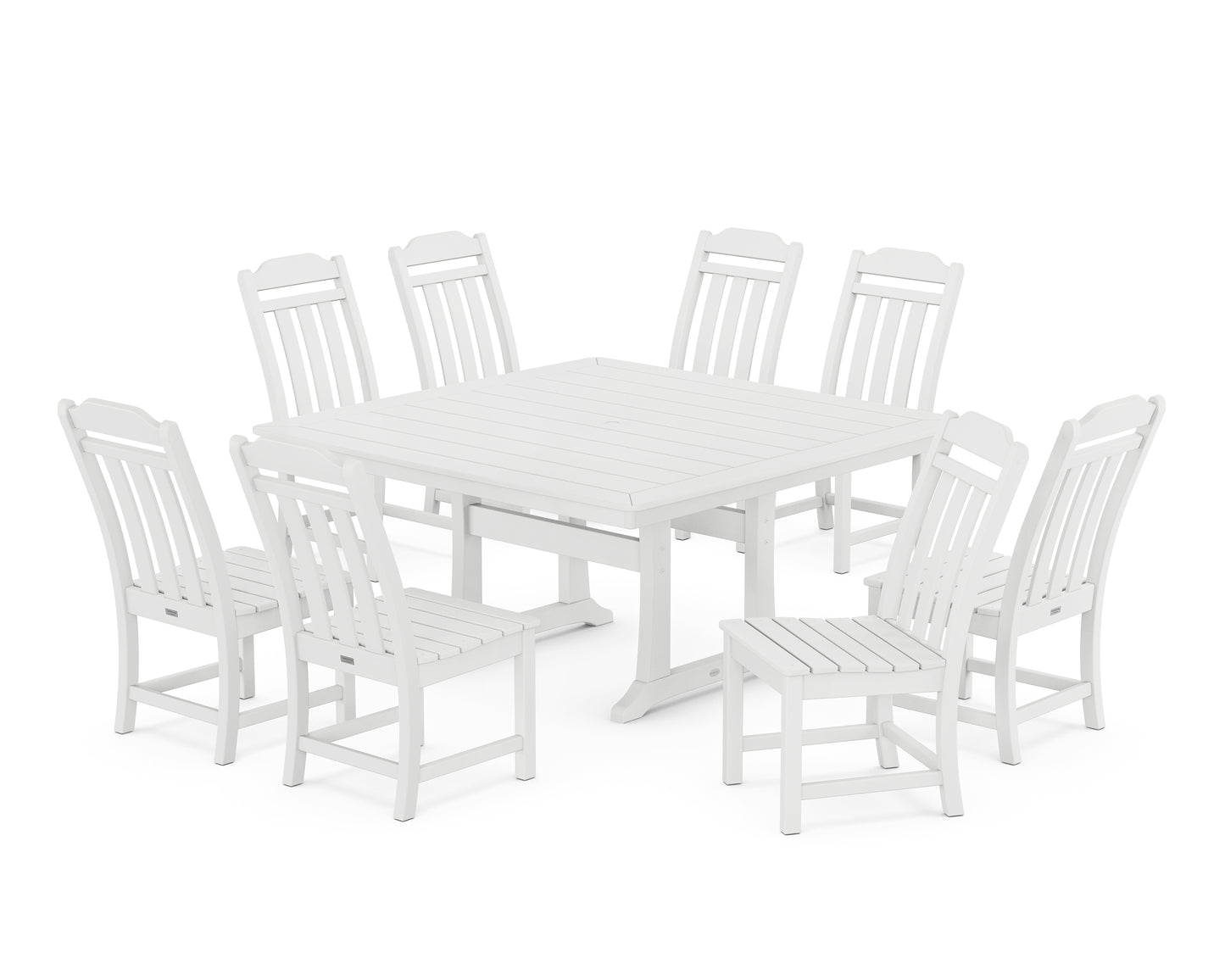 Cottage 9-Piece Square Side Chair Dining Set with Trestle Legs