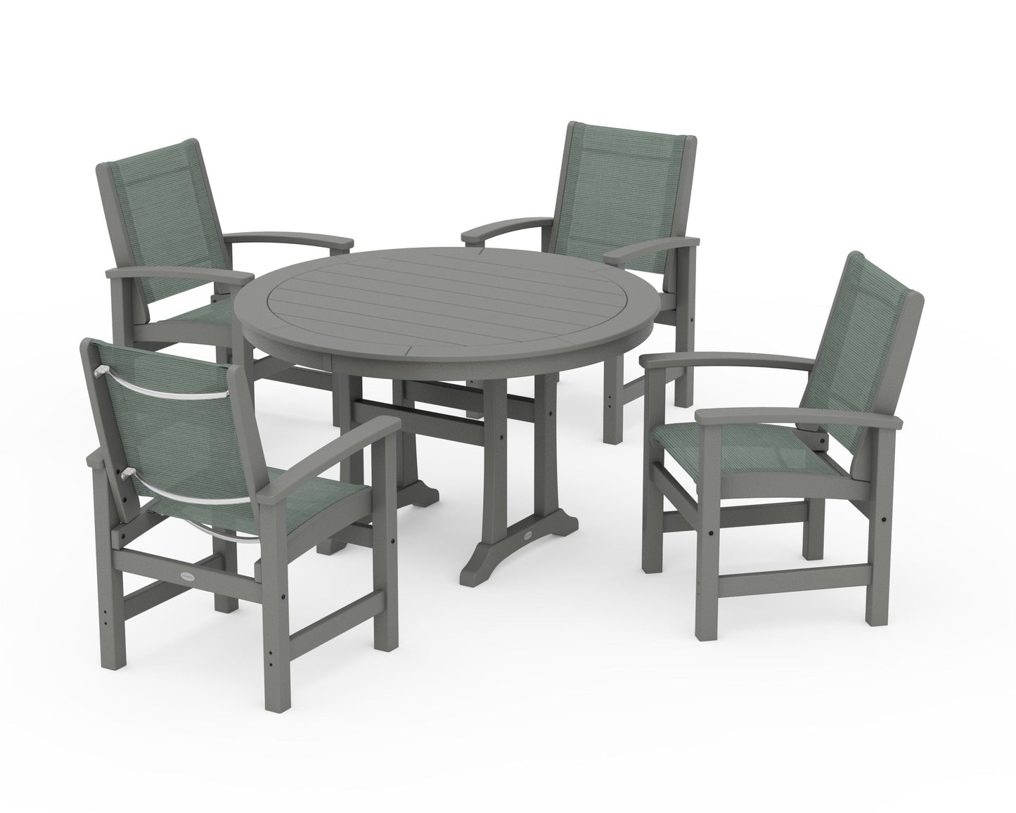 Coastal 5-Piece Round Dining Set with Trestle Legs
