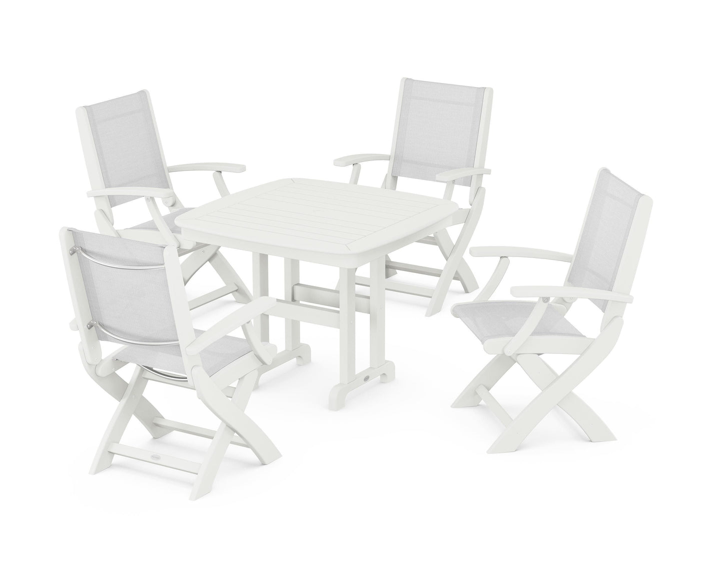 Coastal Folding Chair 5-Piece Dining Set