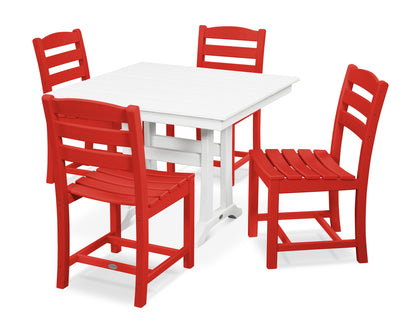 La Casa Cafe 5-Piece Farmhouse Trestle Side Chair Dining Set
