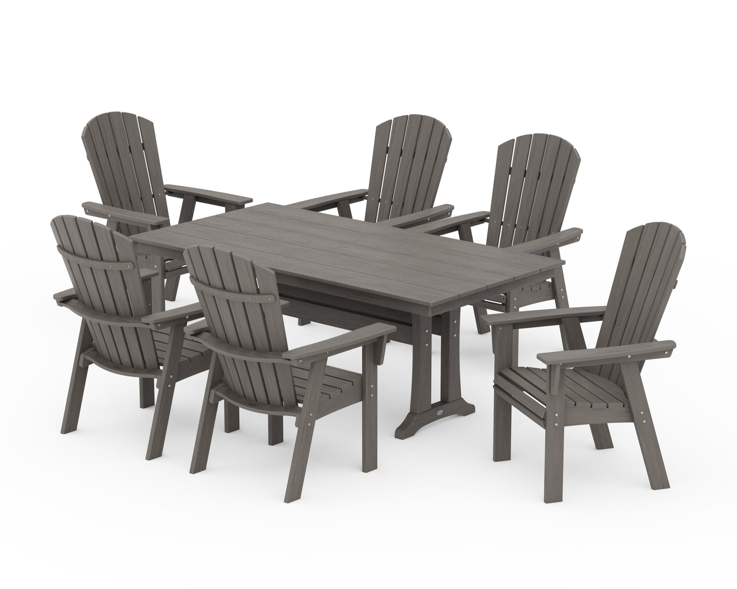 Nautical Curveback Adirondack 7-Piece Farmhouse Dining Set with Trestle Legs