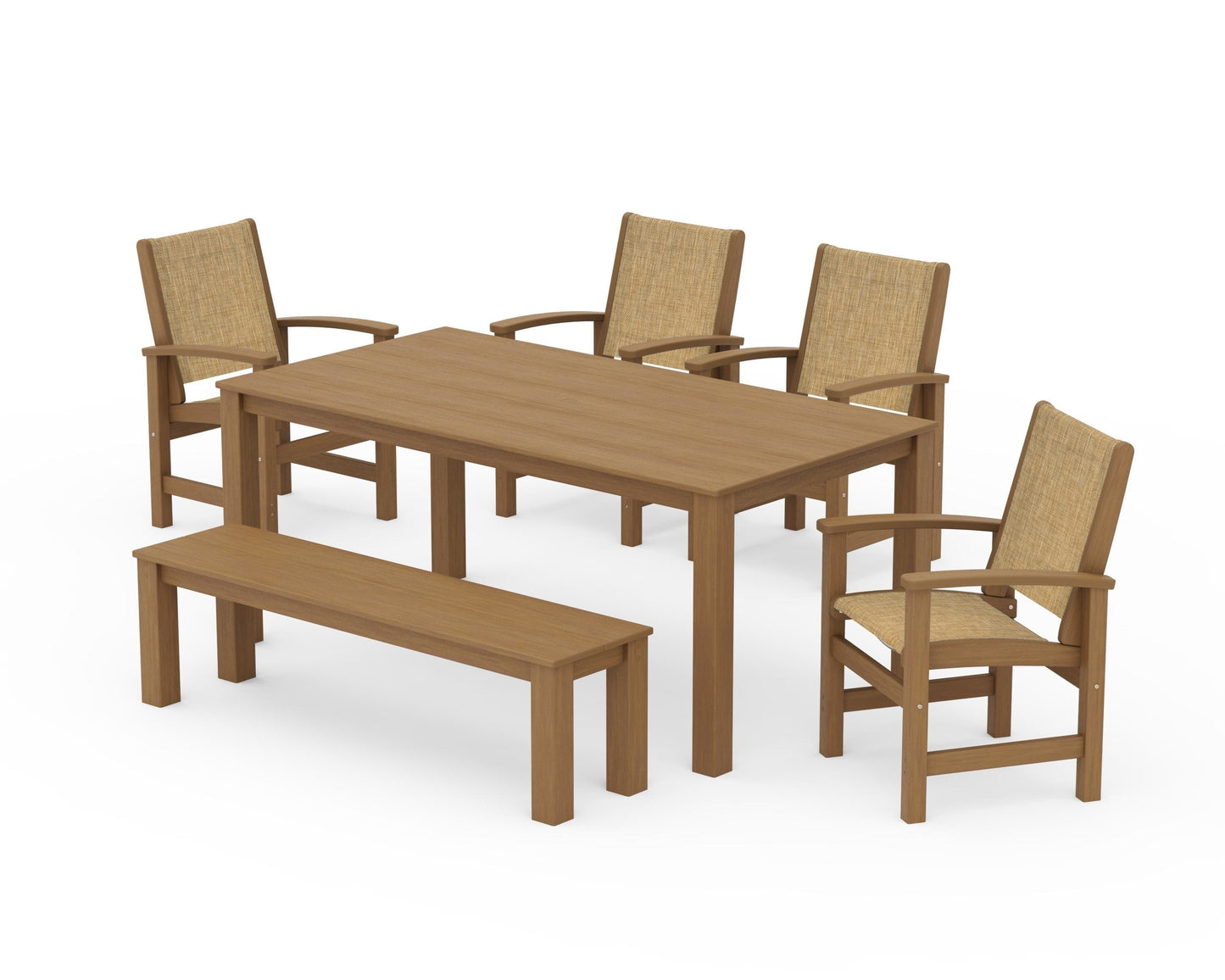 Coastal 6-Piece Parsons Dining Set with Bench