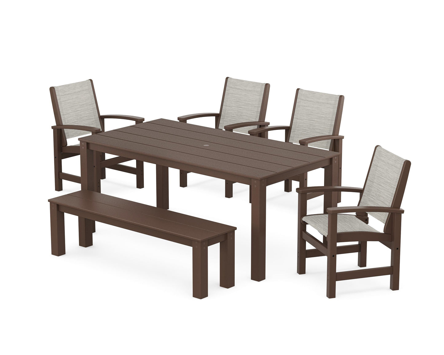 Coastal 6-Piece Parsons Dining Set with Bench