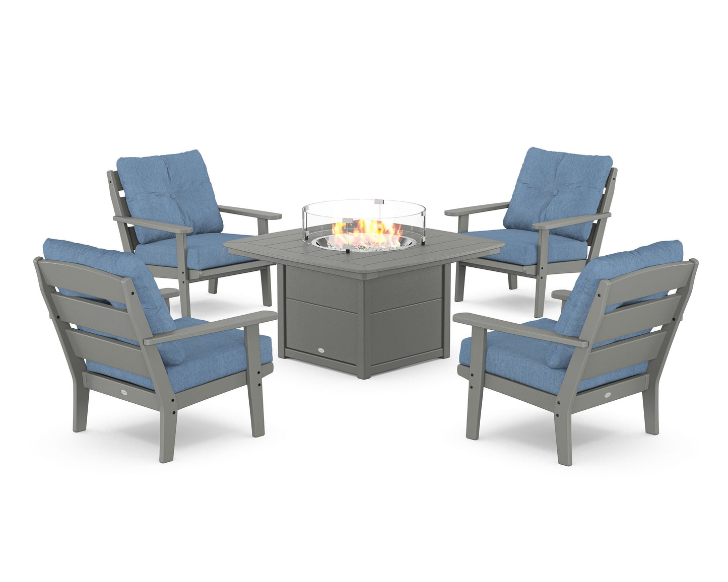 Lakeside 5-Piece Deep Seating Set with Nautical Fire Pit Table