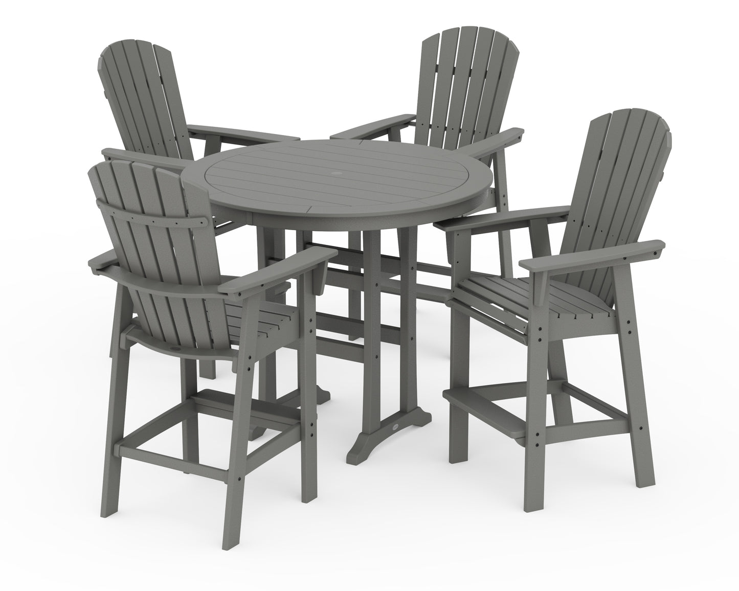 Nautical Curveback Adirondack 5-Piece Round Trestle Bar Set