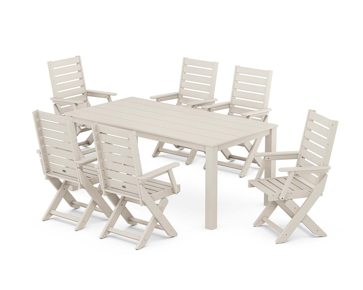 Captain Folding Chair 7-Piece Parsons Dining Set