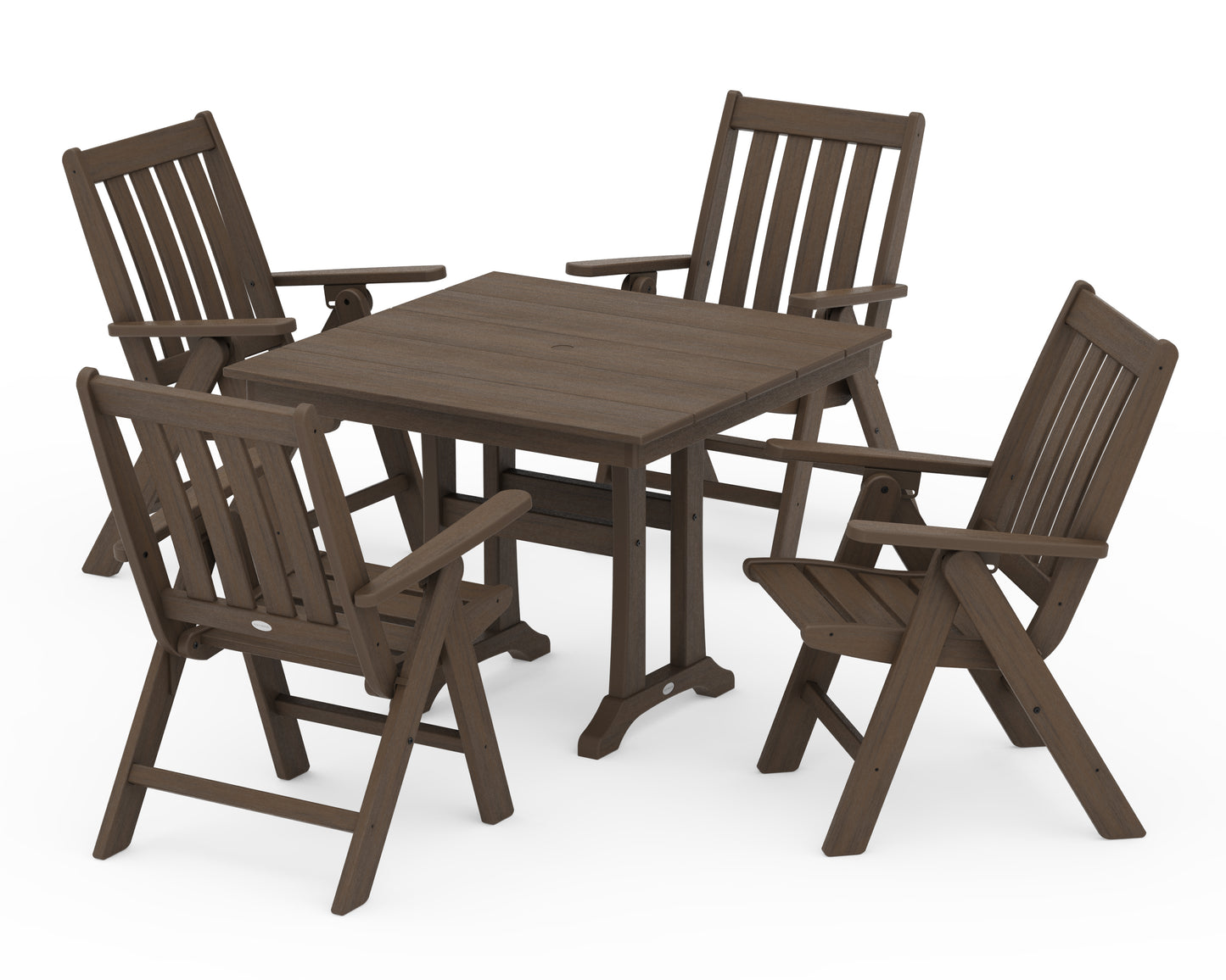 Vineyard Folding 5-Piece Farmhouse Dining Set With Trestle Legs