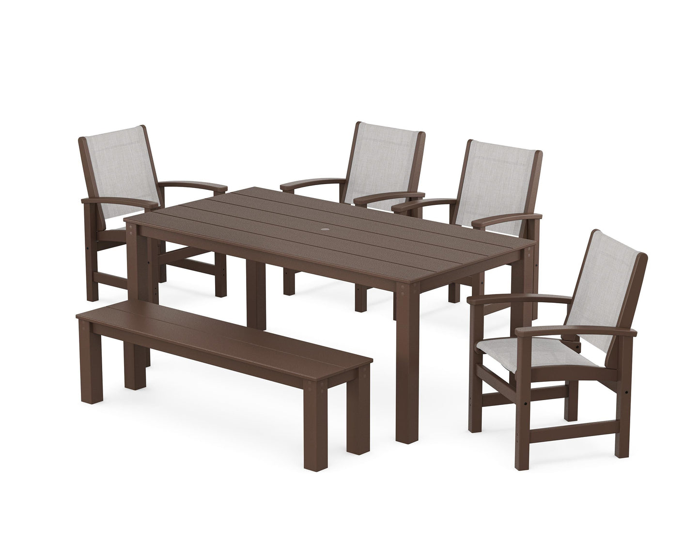 Coastal 6-Piece Parsons Dining Set with Bench