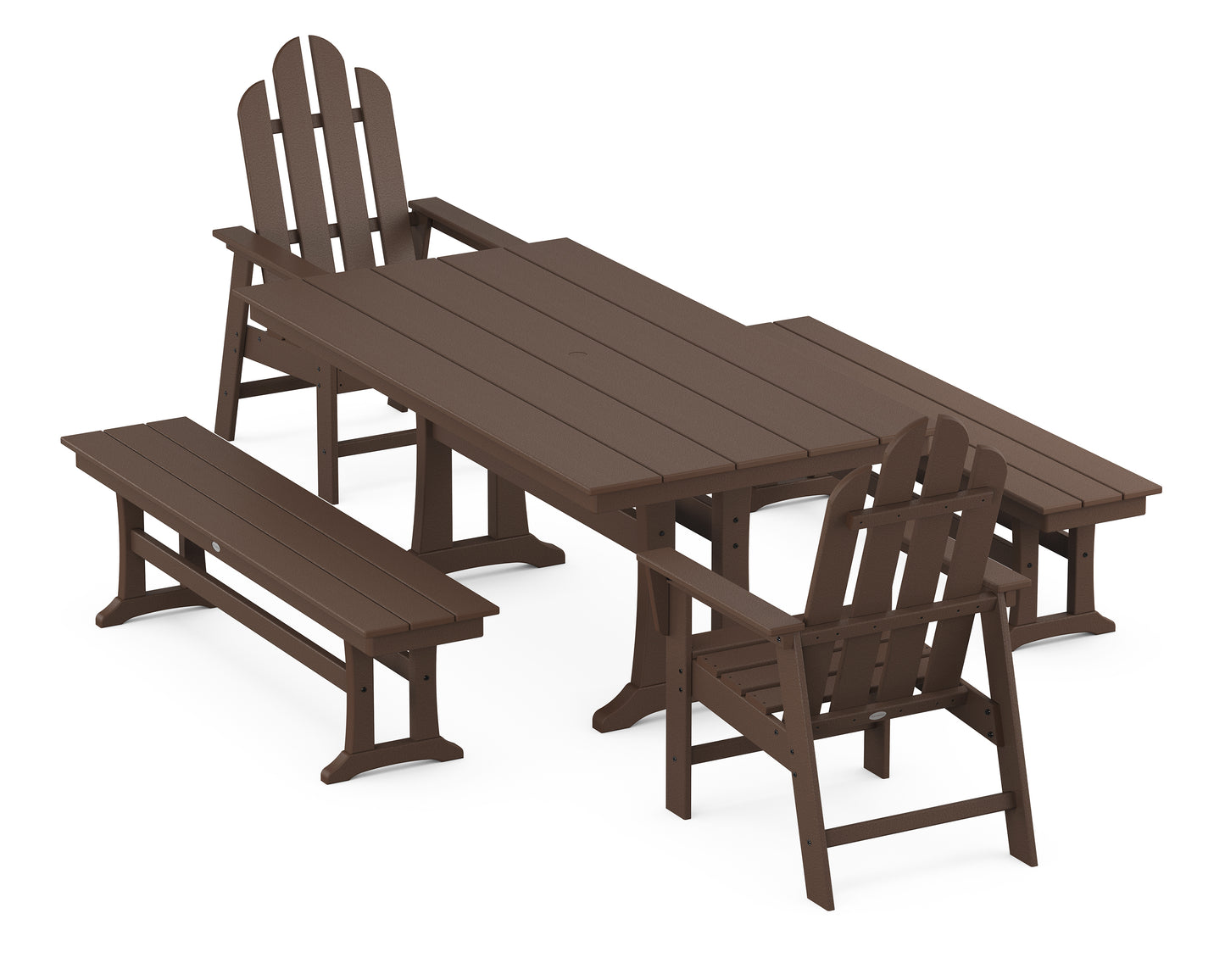 Long Island 5-Piece Farmhouse Dining Set With Trestle Legs