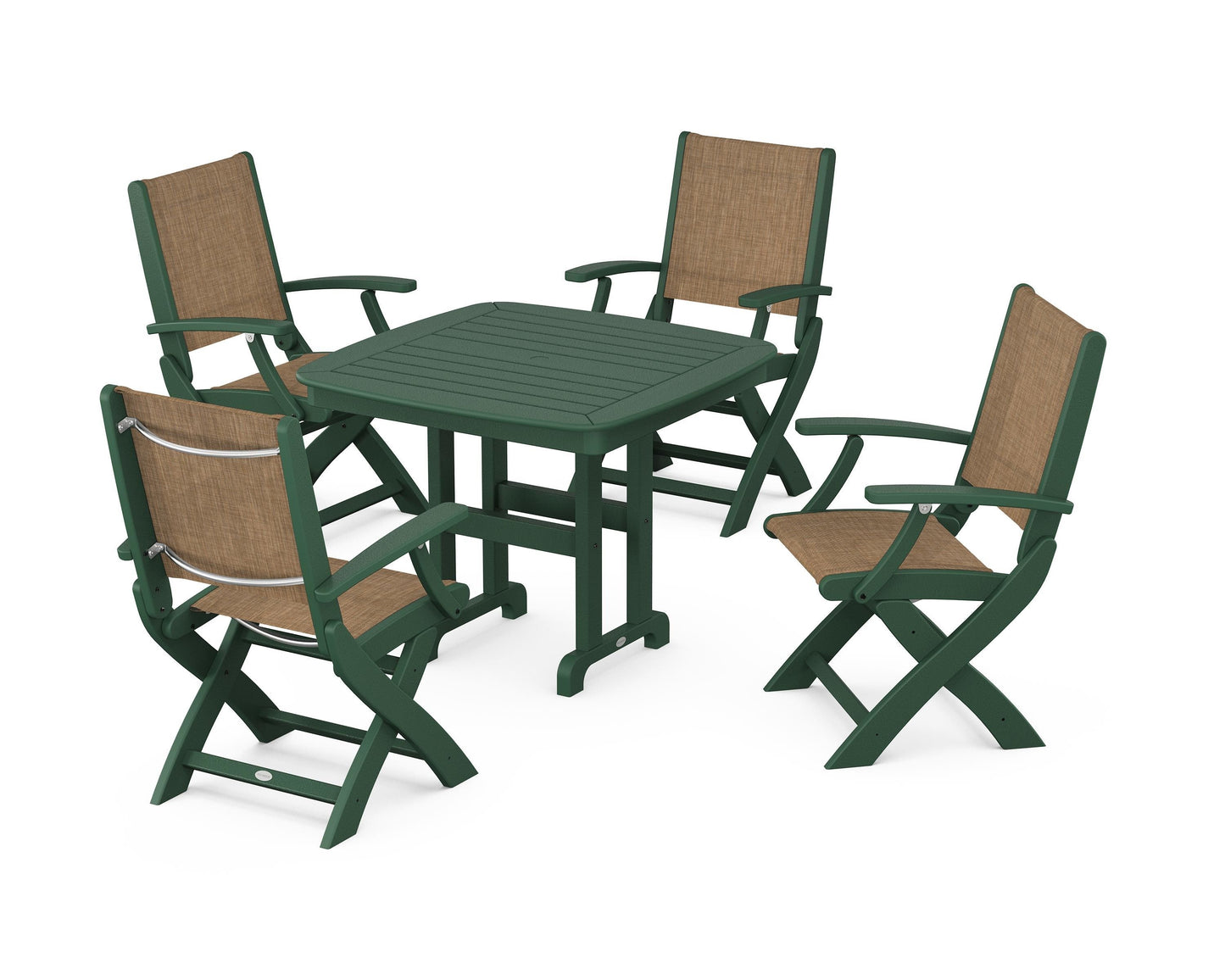 Coastal Folding Chair 5-Piece Dining Set