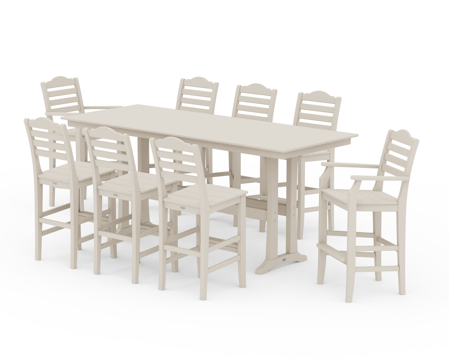 Savannah 9-Piece Farmhouse Bar Set with Trestle Legs