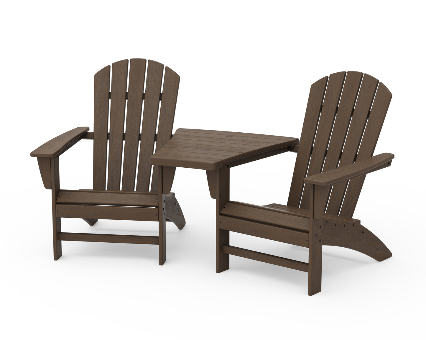 Nautical 3-Piece Adirondack Set with Angled Connecting Table