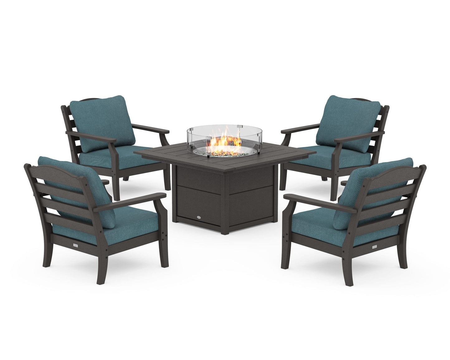 Savannah 5-Piece Deep Seating Set with Fire Pit Table