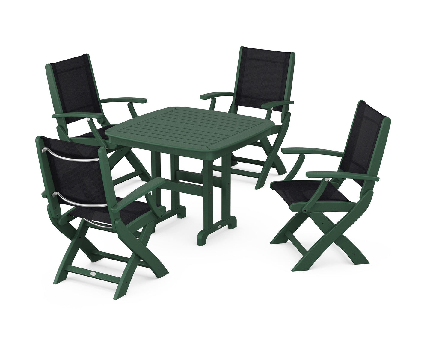 Coastal Folding Chair 5-Piece Dining Set