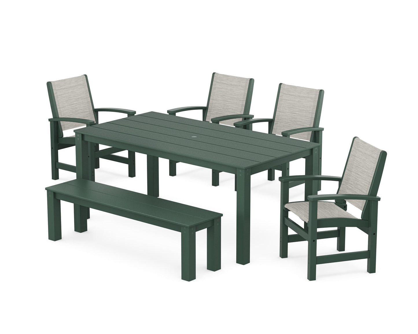Coastal 6-Piece Parsons Dining Set with Bench
