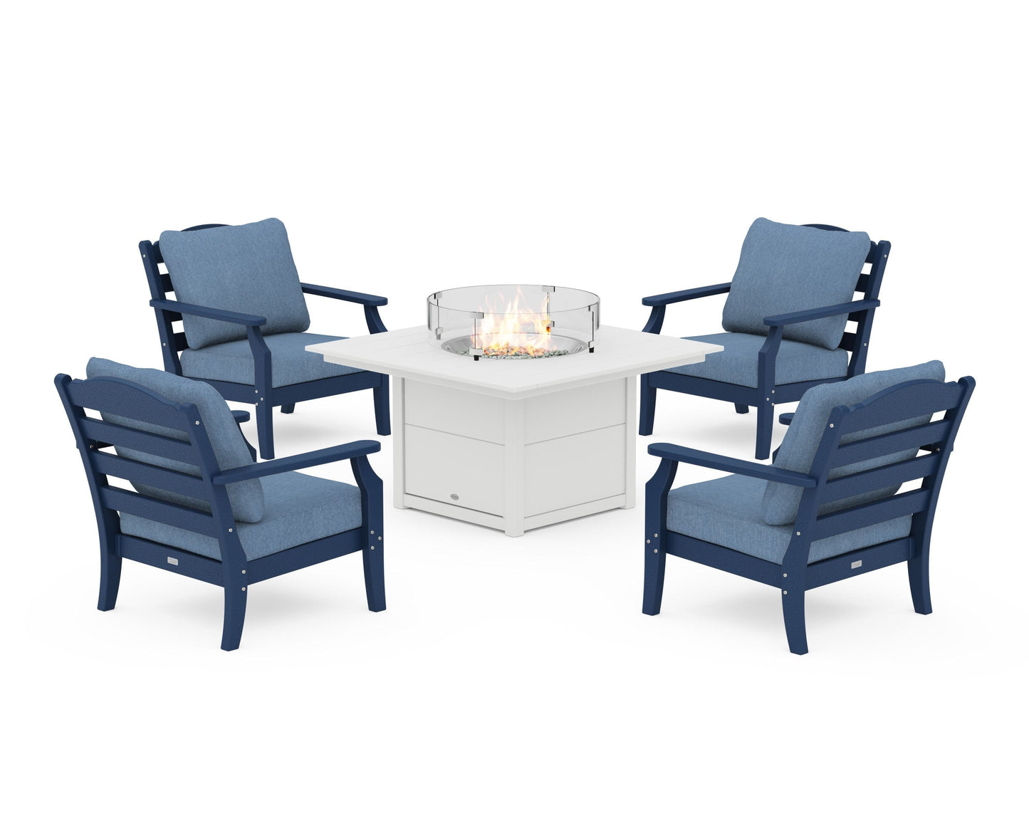 Savannah 5-Piece Deep Seating Set with Fire Pit Table