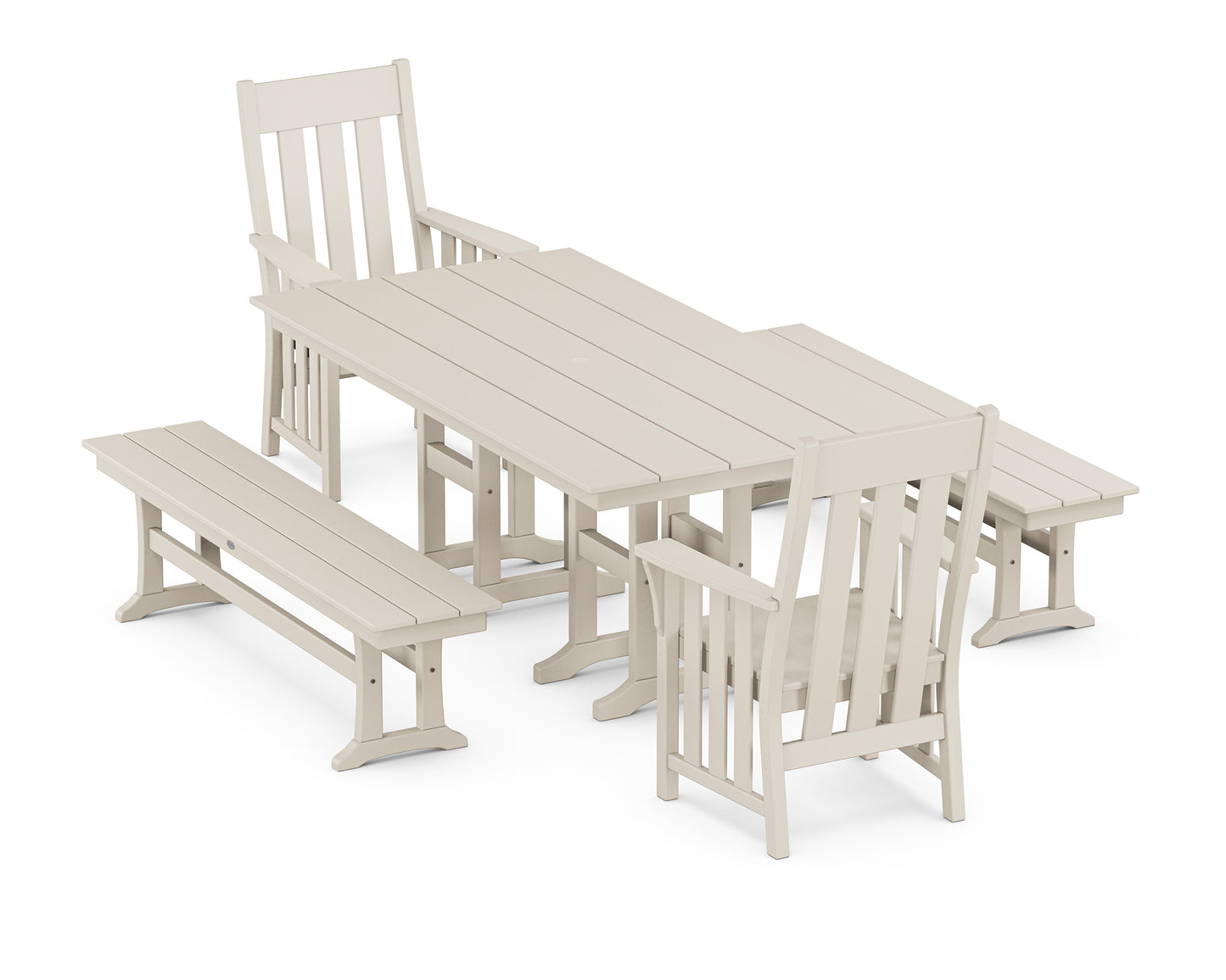 Acadia 5-Piece Farmhouse Dining Set with Benches