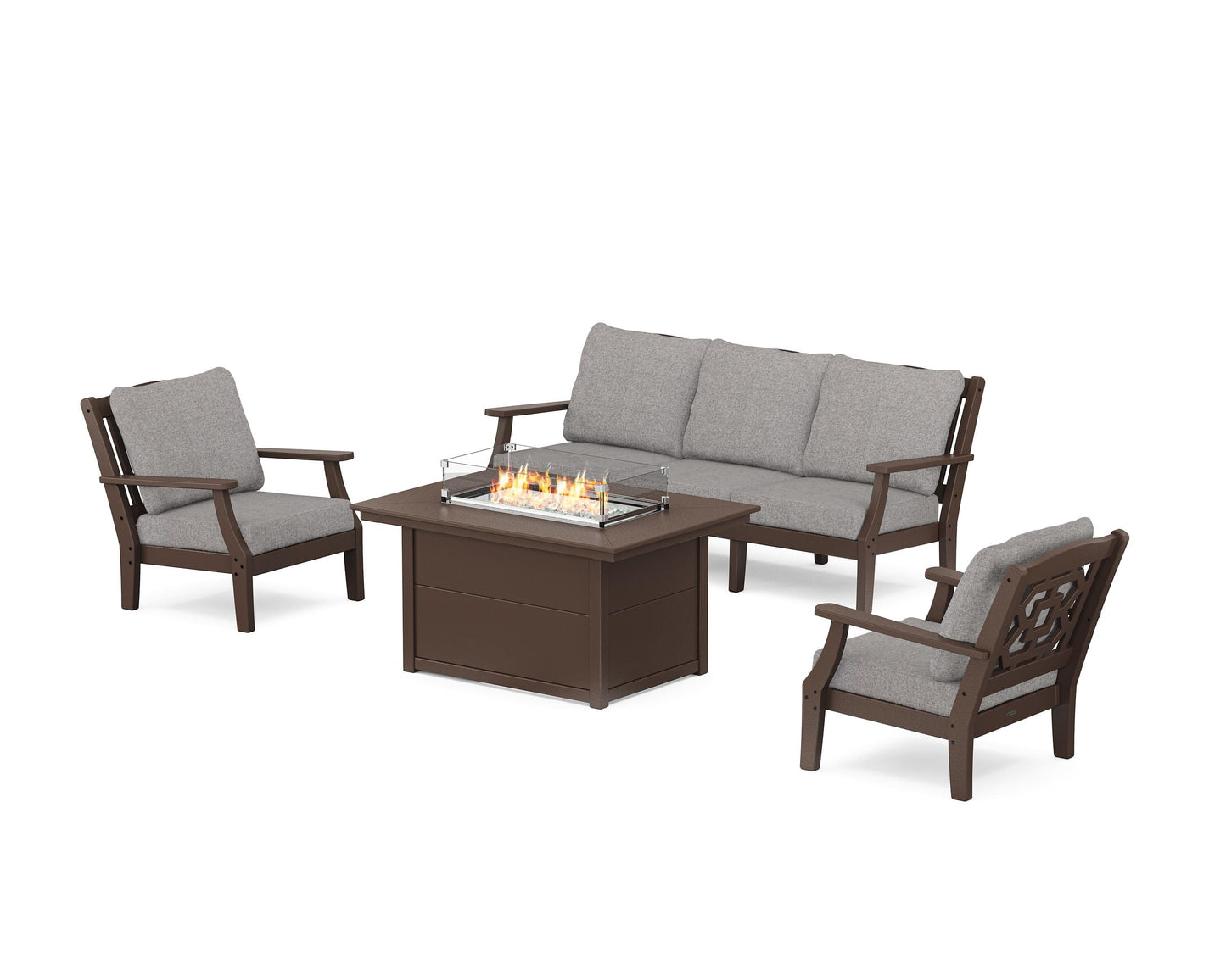 Chinoiserie Deep Seating Fire Pit Table Set