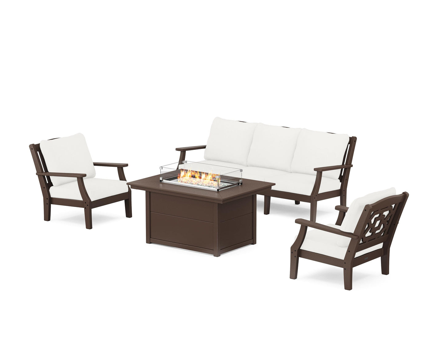 Chinoiserie Deep Seating Fire Pit Table Set