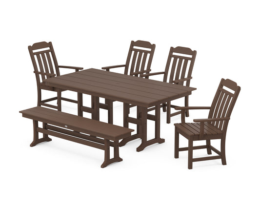 Country Living 6-Piece Farmhouse Dining Set with Bench