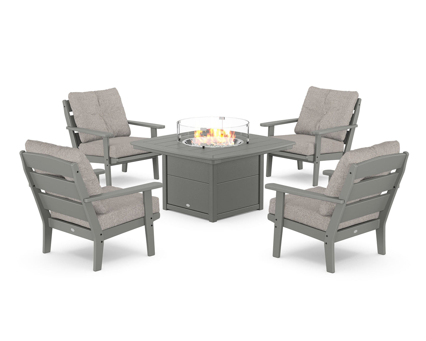 Lakeside 5-Piece Deep Seating Set with Nautical Fire Pit Table