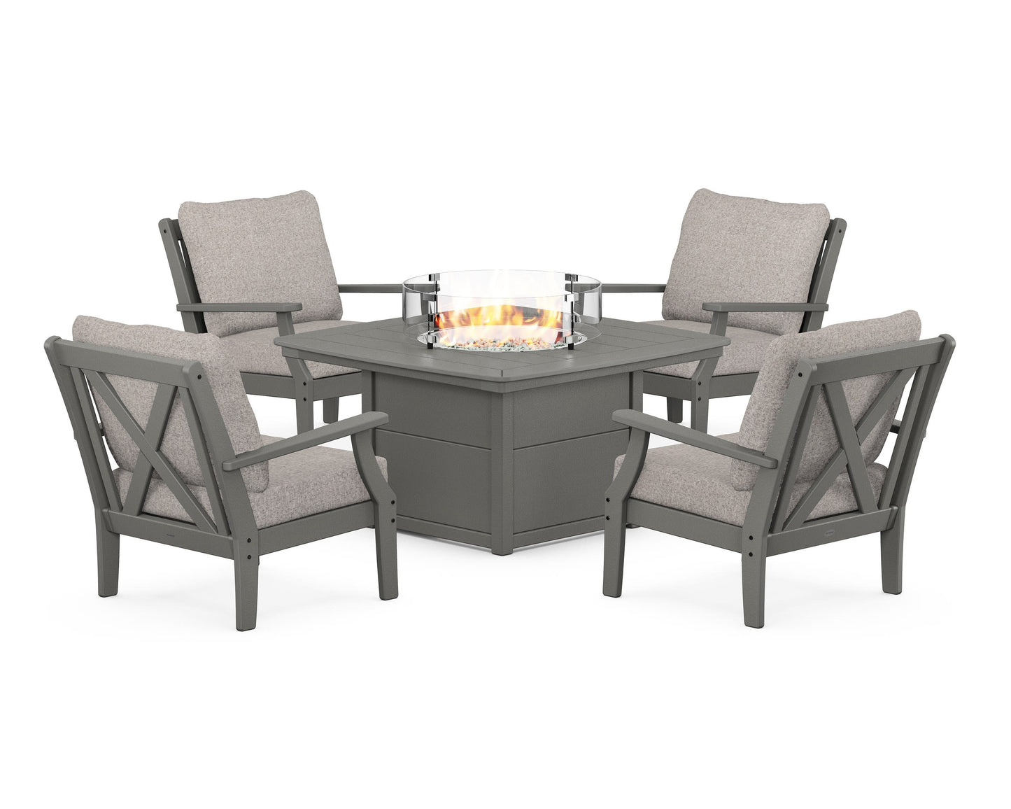 Braxton 5-Piece Deep Seating Conversation Set with Fire Pit Table