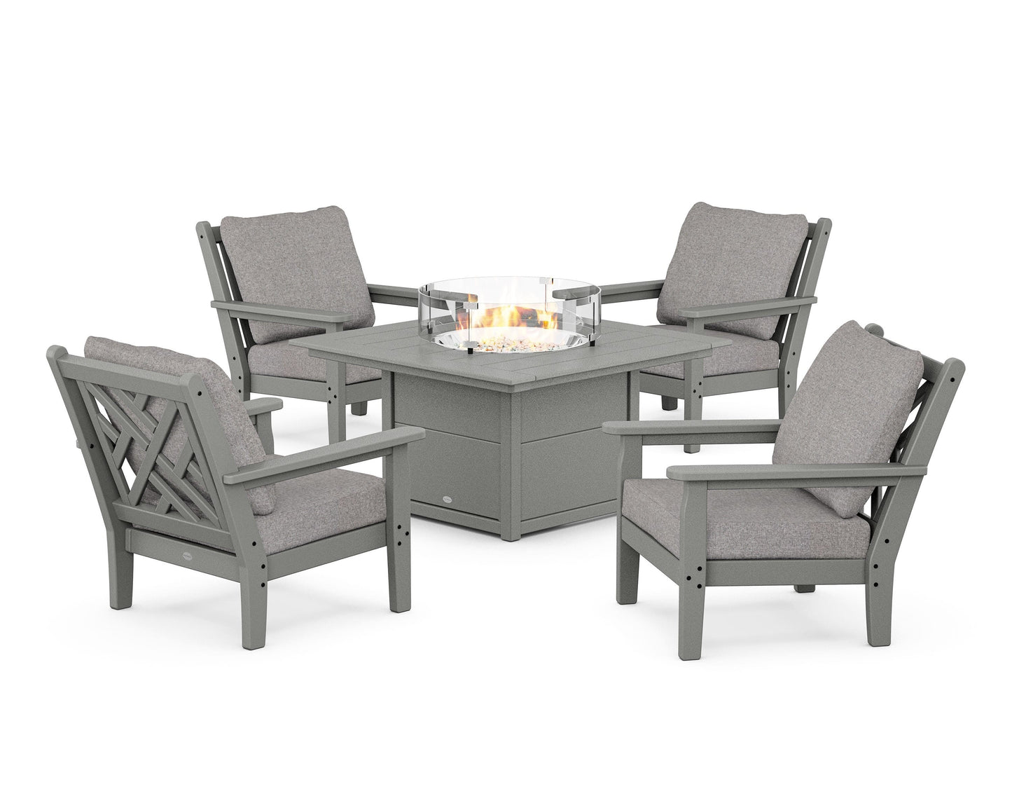 Chippendale 5-Piece Deep Seating Set with Fire Pit Table