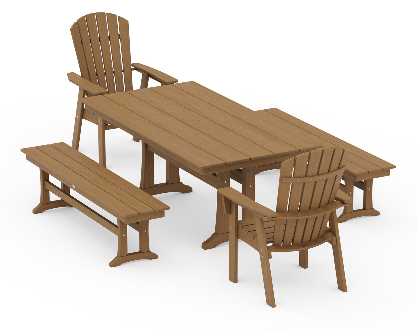 Nautical Adirondack 5-Piece Farmhouse Dining Set With Trestle Legs