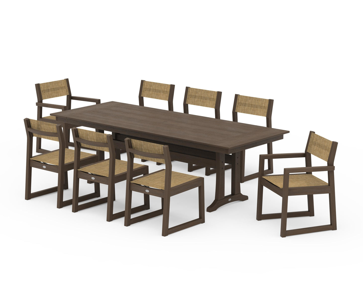 EDGE Sling 9-Piece Farmhouse Trestle Dining Set