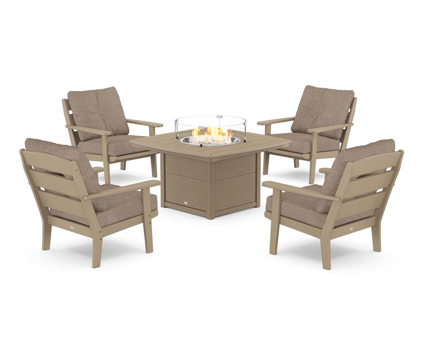 Lakeside 5-Piece Deep Seating Set with Nautical Fire Pit Table