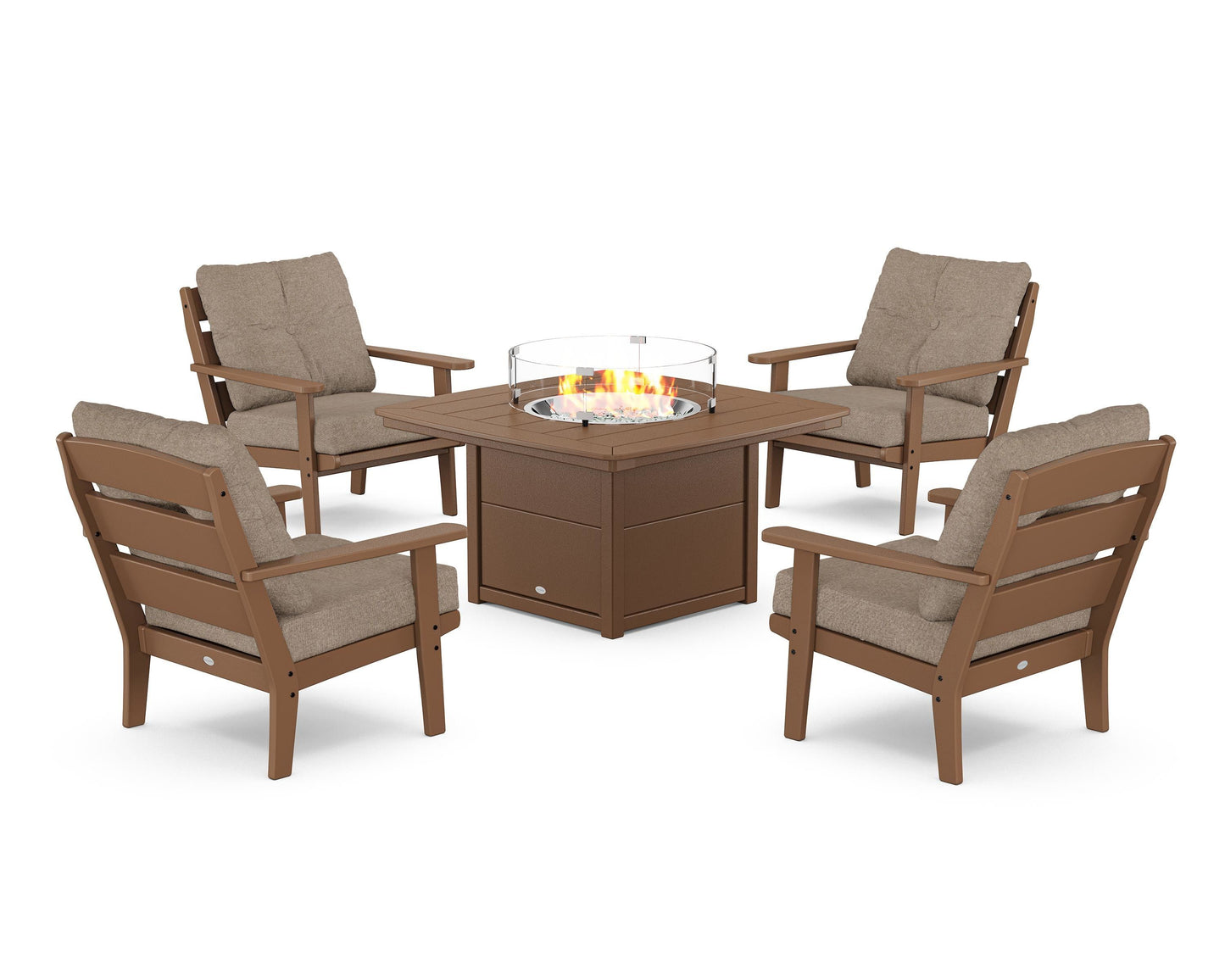 Lakeside 5-Piece Deep Seating Set with Nautical Fire Pit Table