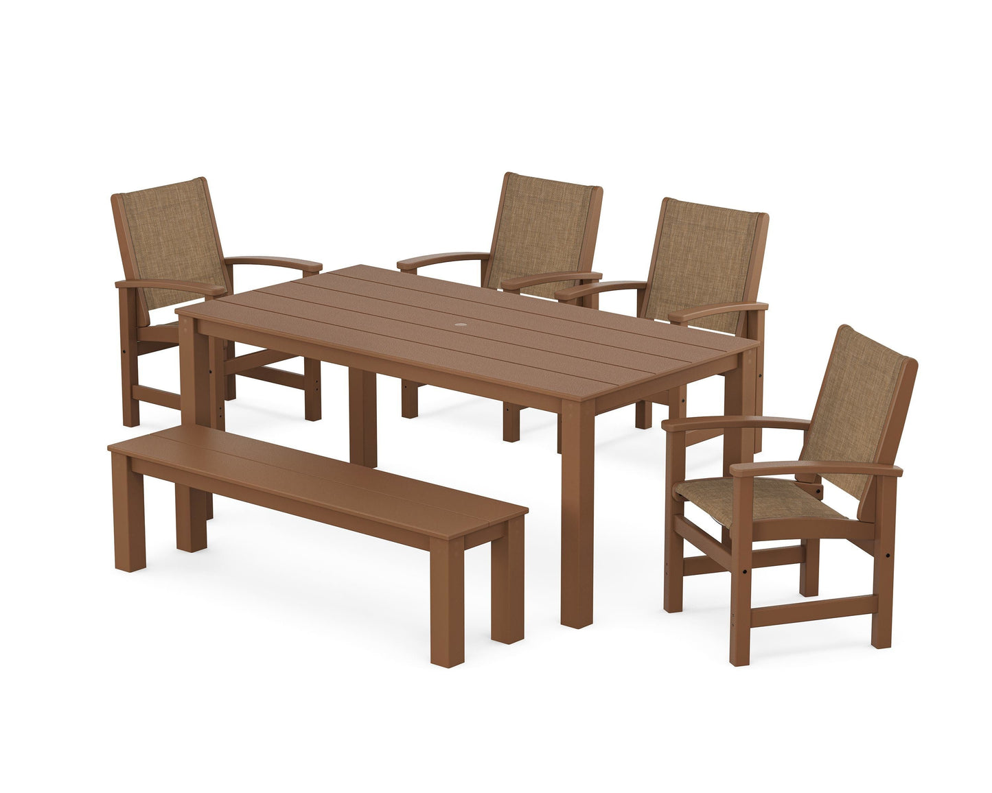 Coastal 6-Piece Parsons Dining Set with Bench