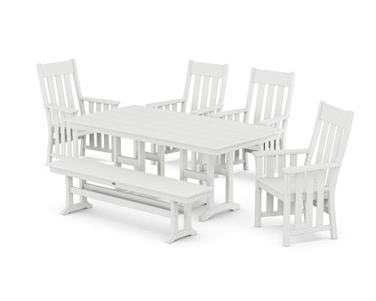 Acadia 6-Piece Farmhouse Dining Set with Bench