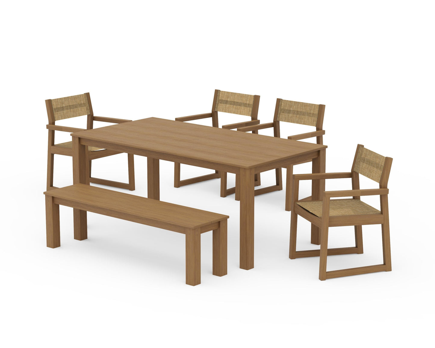 EDGE Sling Arm Chair 6-Piece Parsons Dining Set with Bench