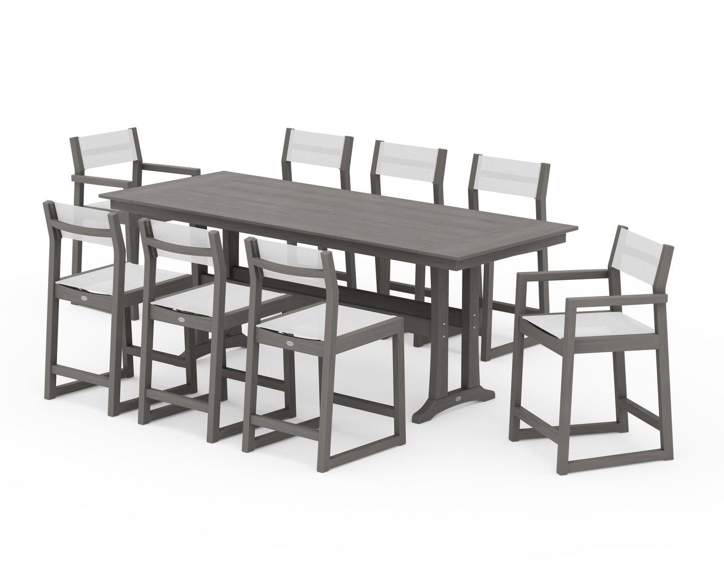 EDGE Sling 9-Piece Farmhouse Counter Set with Trestle Legs