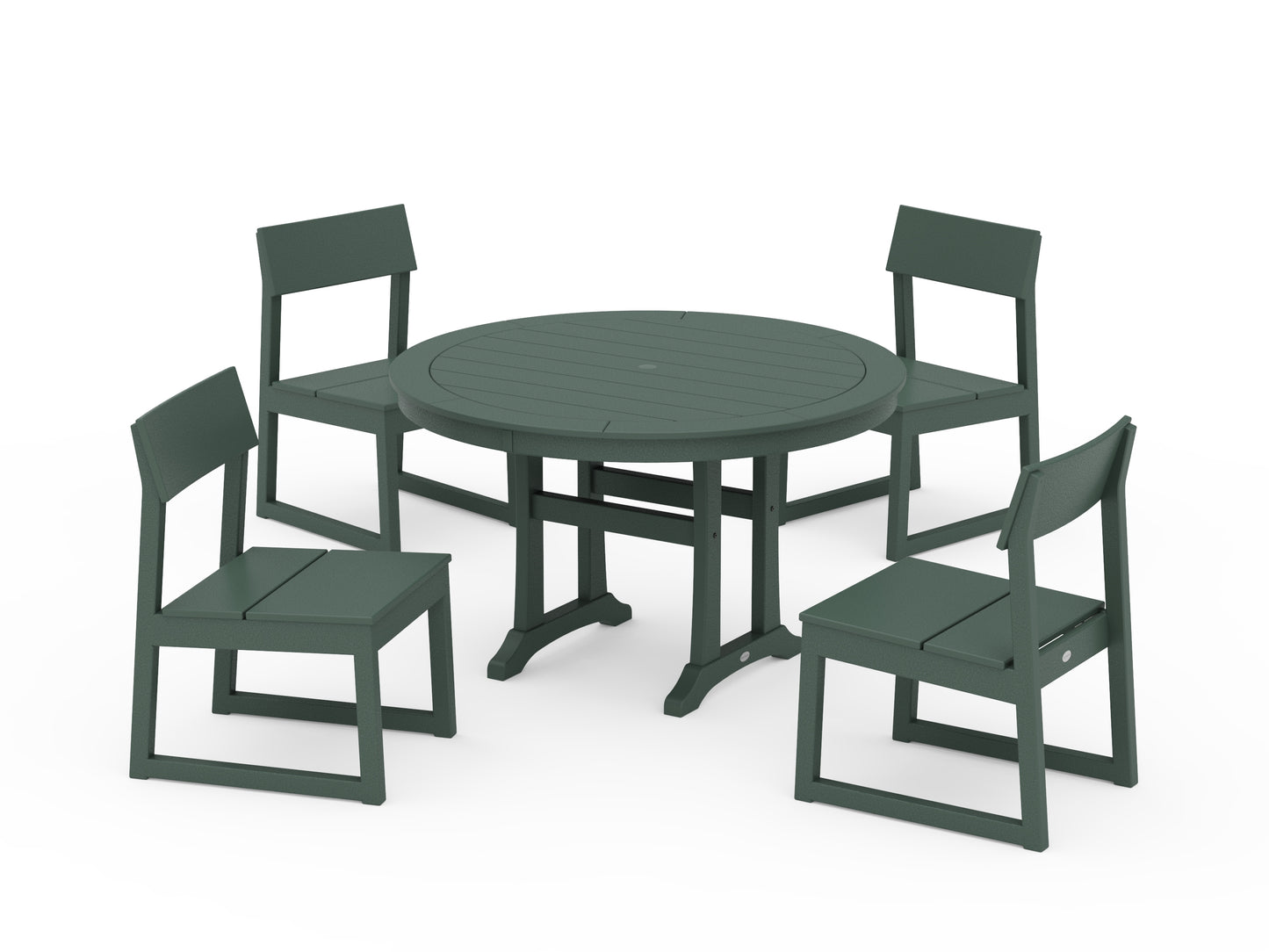 EDGE Side Chair 5-Piece Round Dining Set With Trestle Legs