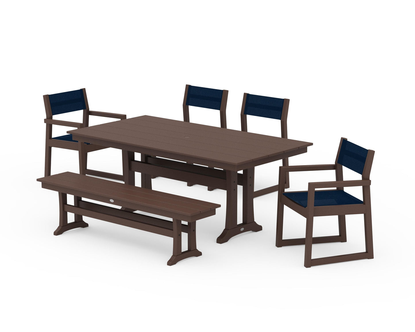 EDGE Sling 6-Piece Farmhouse Dining Set With Trestle Legs