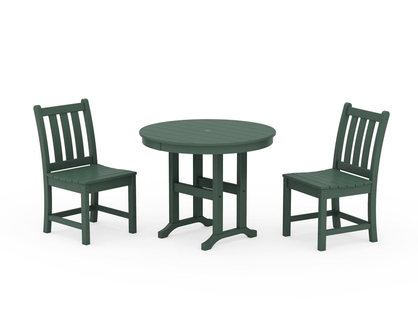 Traditional Garden Side Chair 3-Piece Round Dining Set