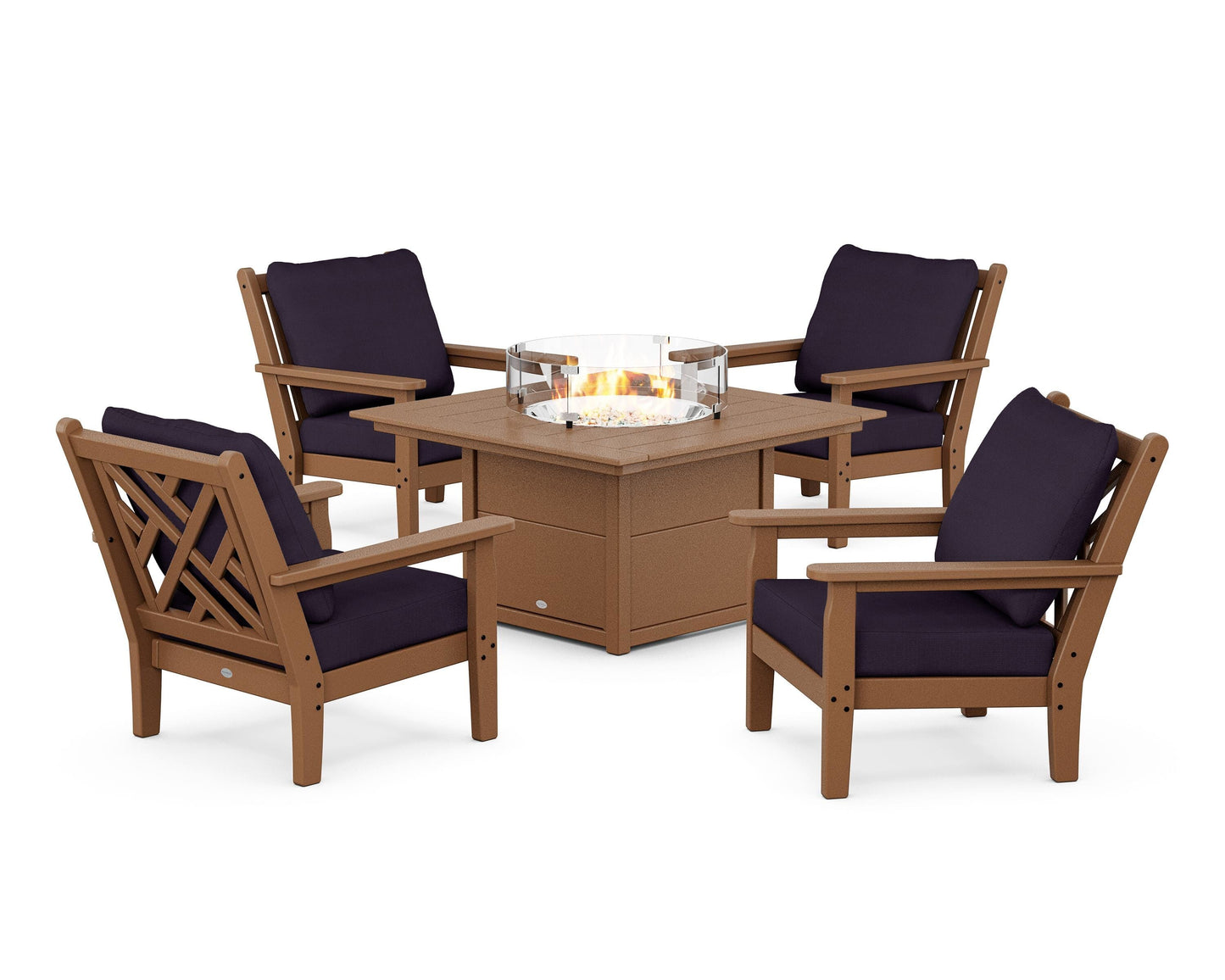 Chippendale 5-Piece Deep Seating Set with Fire Pit Table
