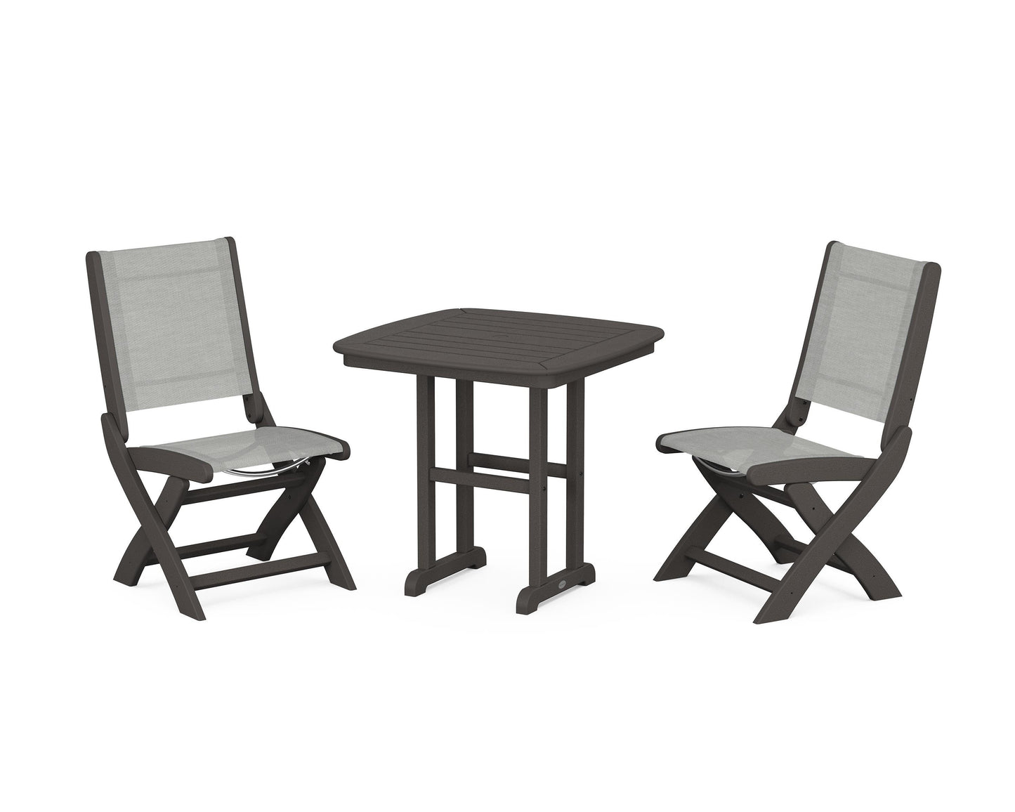 Coastal Folding Side Chair 3-Piece Dining Set