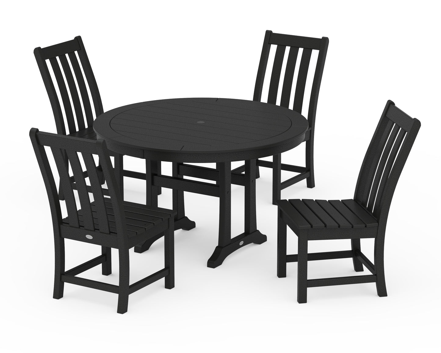 Vineyard Side Chair 5-Piece Round Dining Set With Trestle Legs