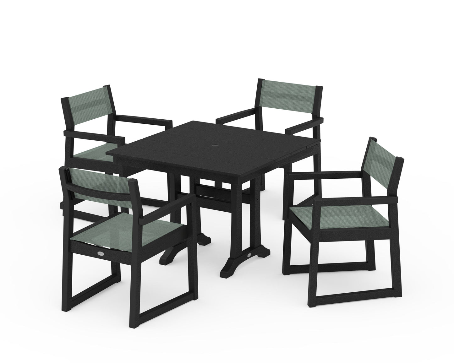 EDGE Sling 5-Piece Farmhouse Dining Set with Trestle Legs
