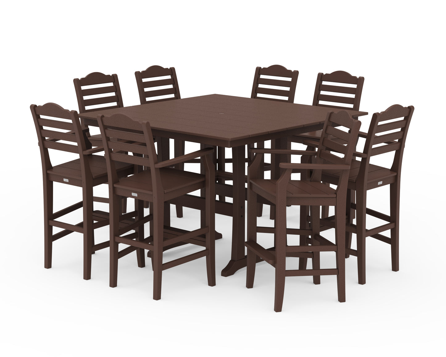Savannah 9-Piece Square Farmhouse Bar Set with Trestle Legs