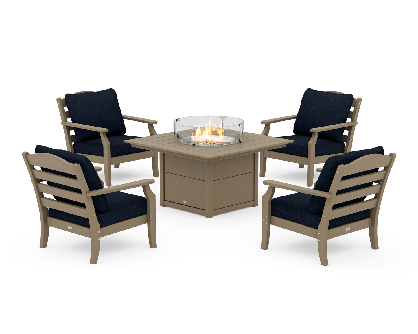 Savannah 5-Piece Deep Seating Set with Fire Pit Table