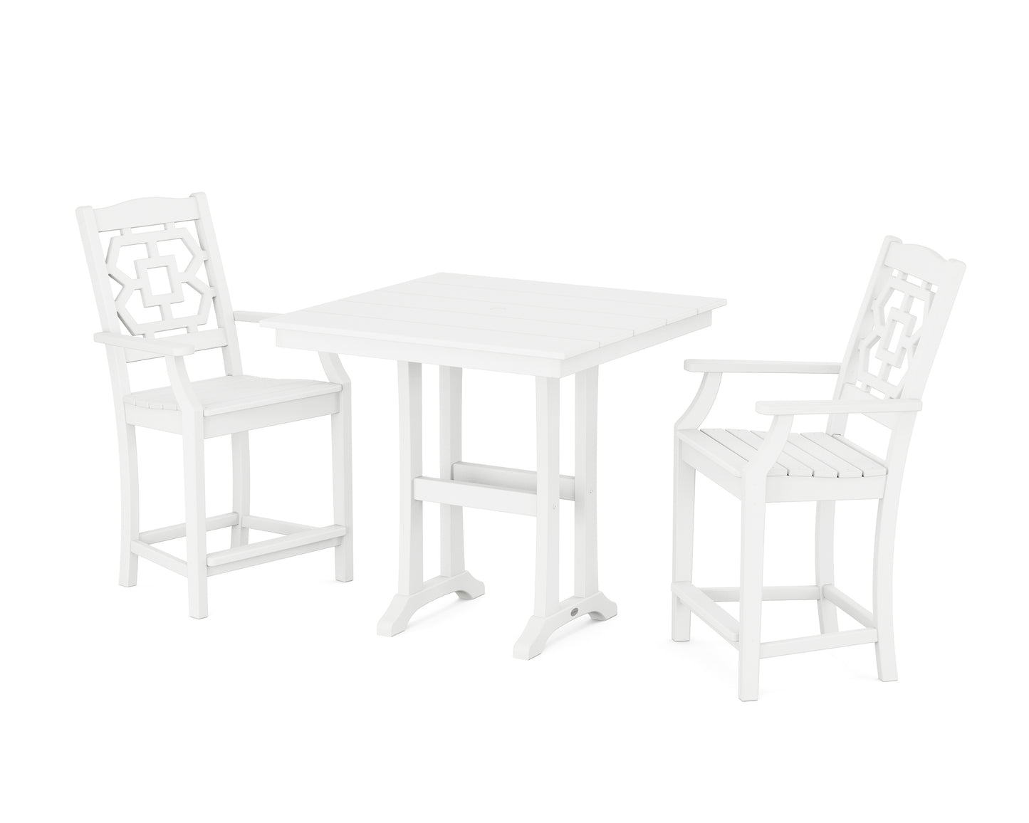 Chinoiserie 3-Piece Farmhouse Counter Set with Trestle Legs