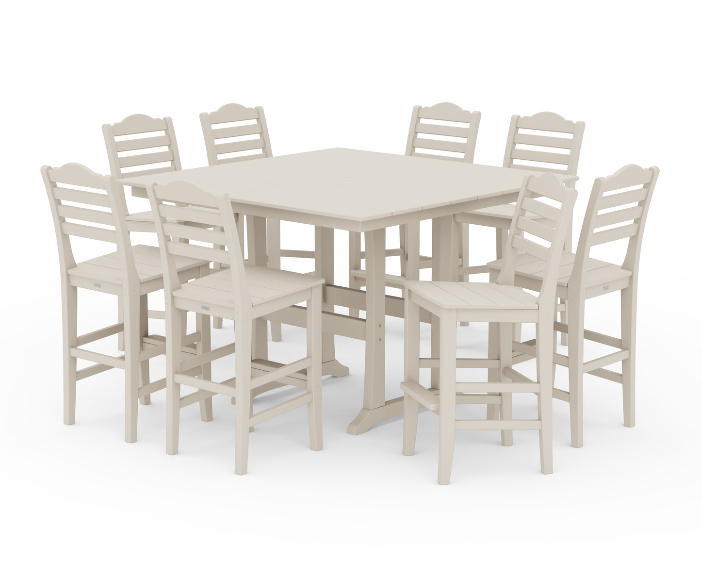 Savannah Side Chair 9-Piece Square Farmhouse Bar Set with Trestle Legs