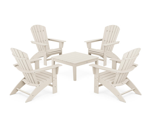 5-Piece Nautical Curveback Adirondack Chair Conversation Set with 36" Conversation Table