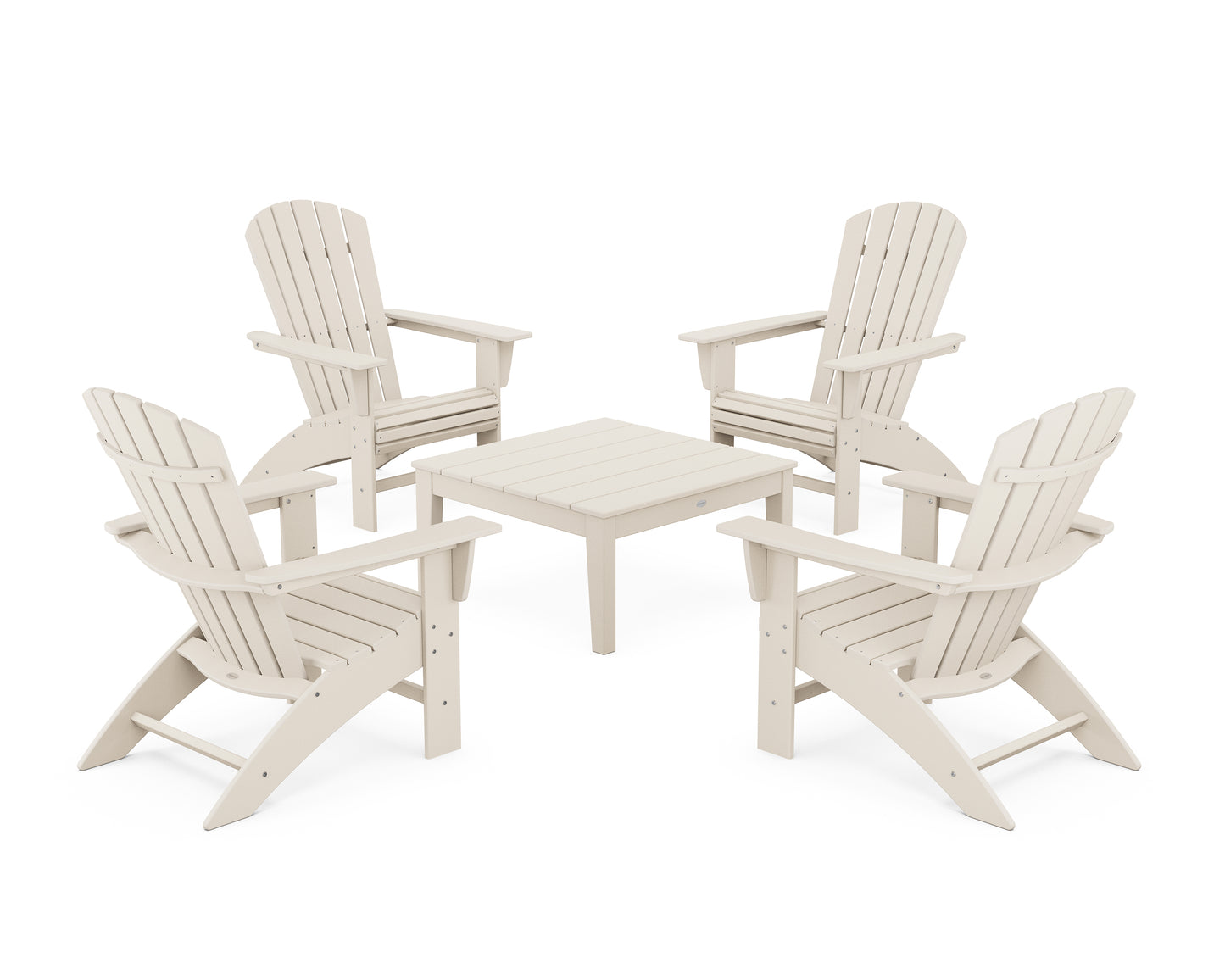 5-Piece Nautical Curveback Adirondack Chair Conversation Set with 36" Conversation Table