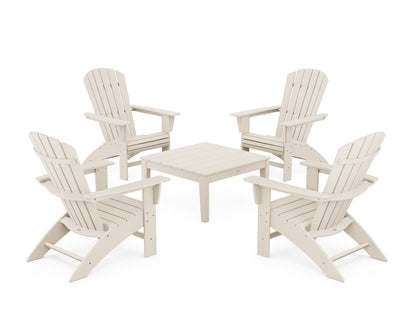 5-Piece Nautical Curveback Adirondack Chair Conversation Set with 36" Conversation Table